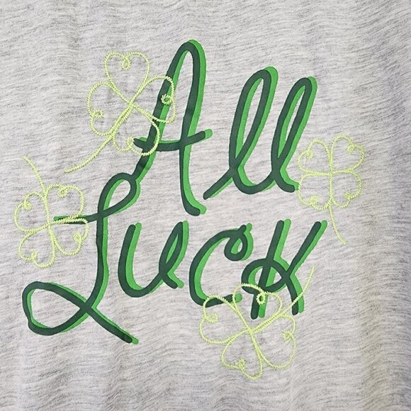 NWT Halogen St. Patty's Day T-Shirt All Luck Grey & Green Tee XL - Picture 3 of 5